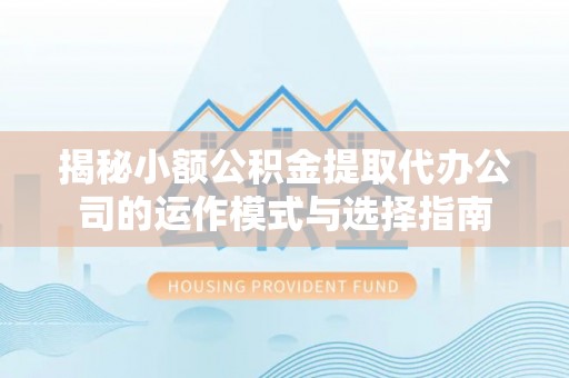 龙湾揭秘小额公积金提取代办公司的运作模式与选择指南